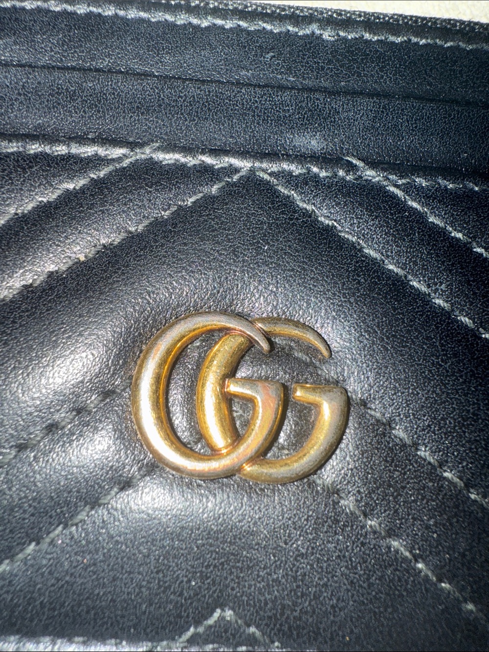 Gucci Black Marmont Quilted GG Leather Card Holder with Keyring - Picture 2 of 8